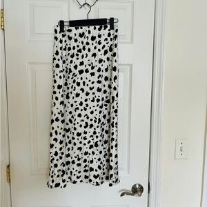 Renee C. Black and White Patterned satin Maxi Skirt